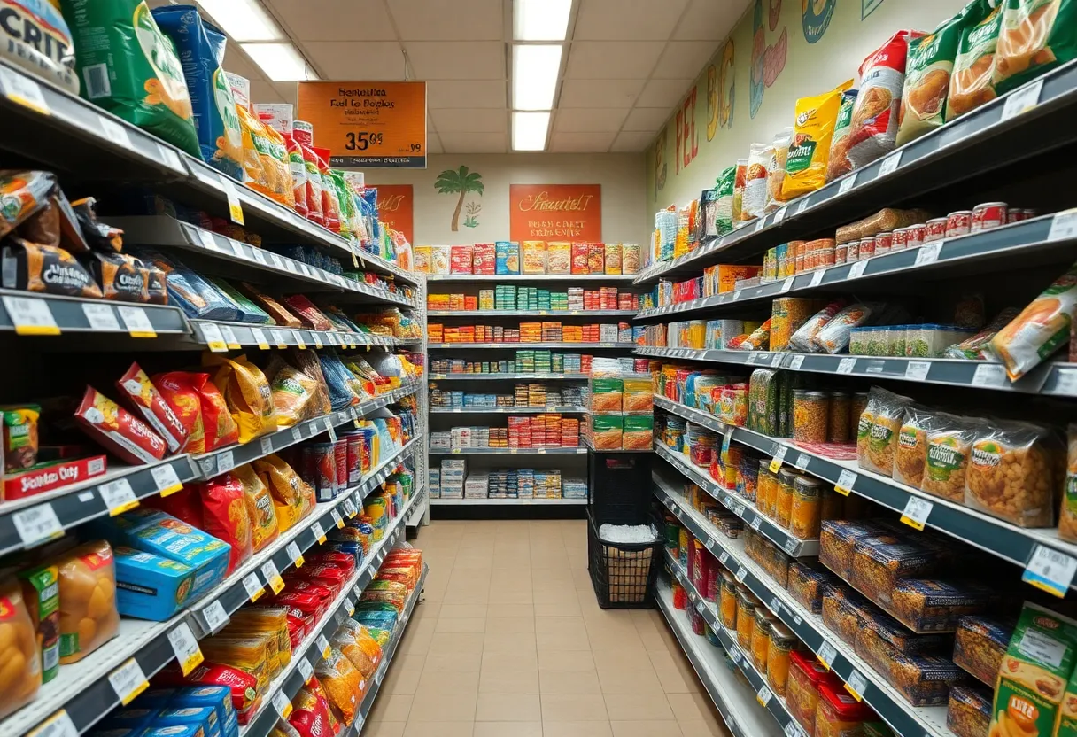 Display of grocery prices in a Honolulu supermarket