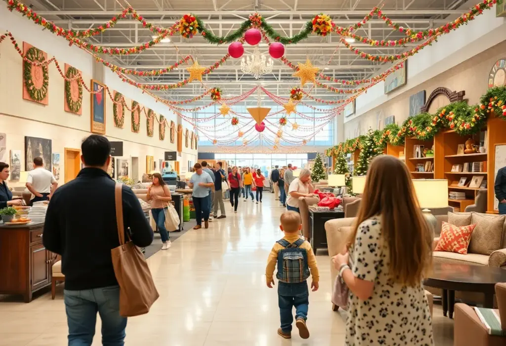 Families and shoppers celebrating IKEA San Diego's anniversary with decorations and activities.
