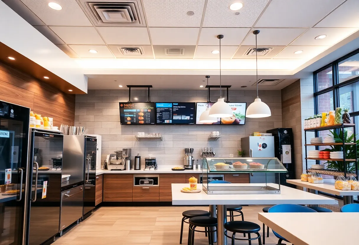 Interior view of a Jack in the Box restaurant highlighting modernization efforts.