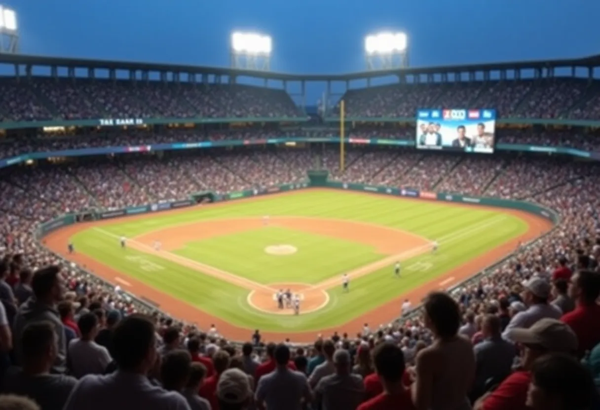 Exciting scene at the Padres game with players and fans