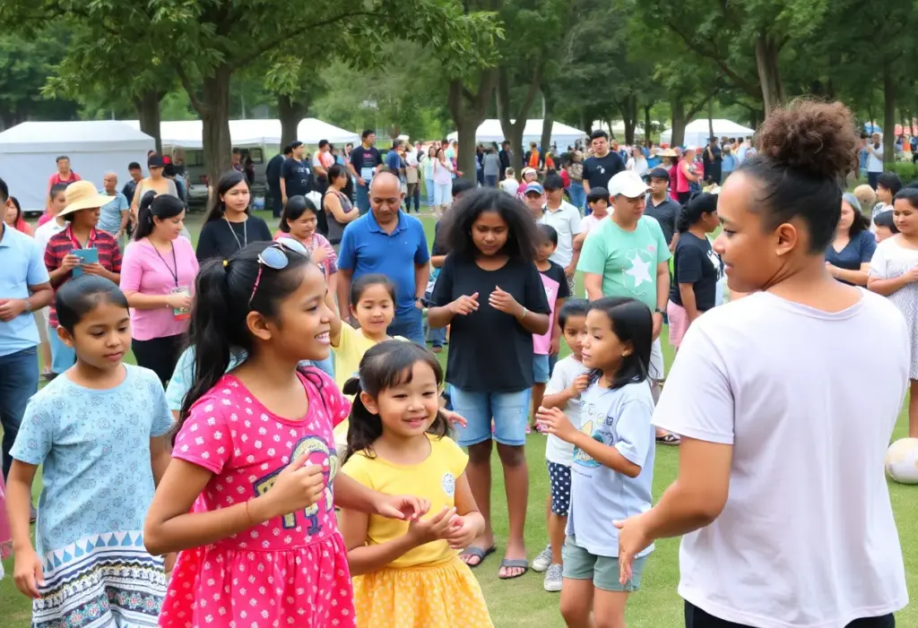 Families enjoying community events in La Jolla