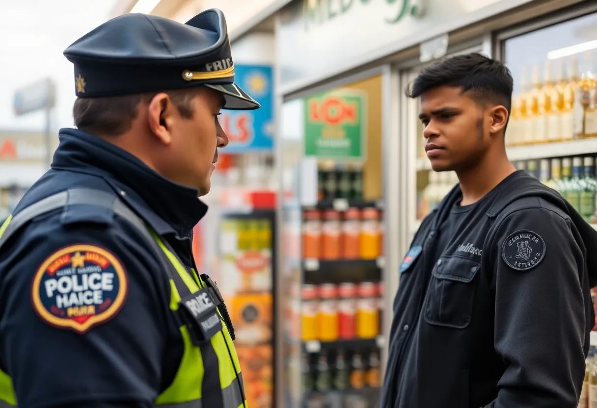 Police officer monitoring underage drinking prevention efforts