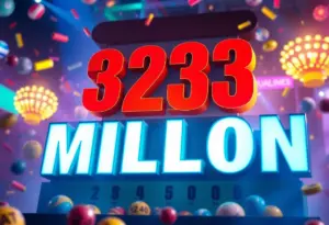 A vibrant sign showing a lottery jackpot of $323 million.