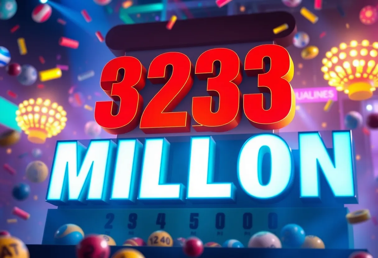 A vibrant sign showing a lottery jackpot of $323 million.