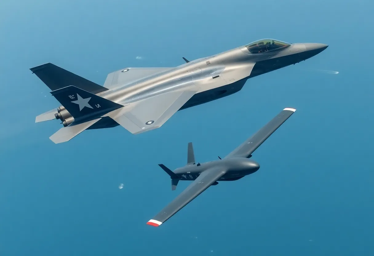 F-35C fighter jet and Iranian drone in conflict over Arabian Sea