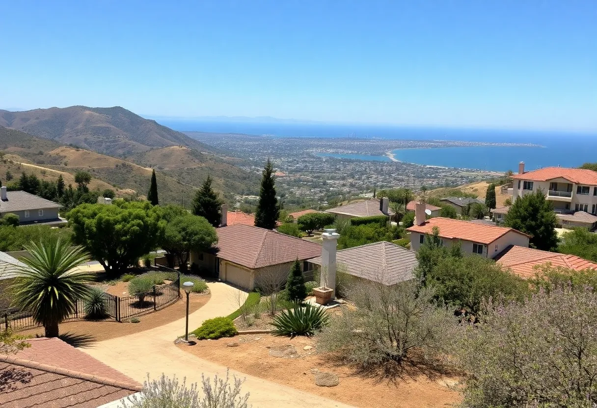 Residents of Mount Soledad work on fire safety measures around their homes.