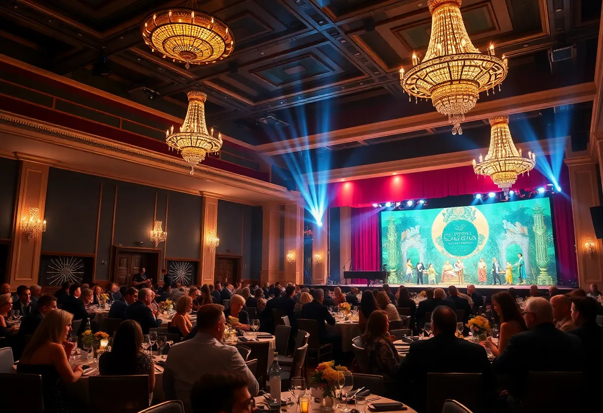 Guests dining at the New Village Arts Silver Gala