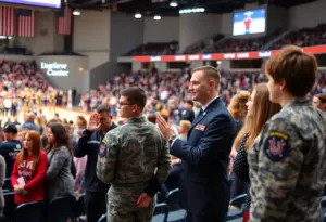 Future servicemembers taking the Oath of Enlistment at Pechanga Arena