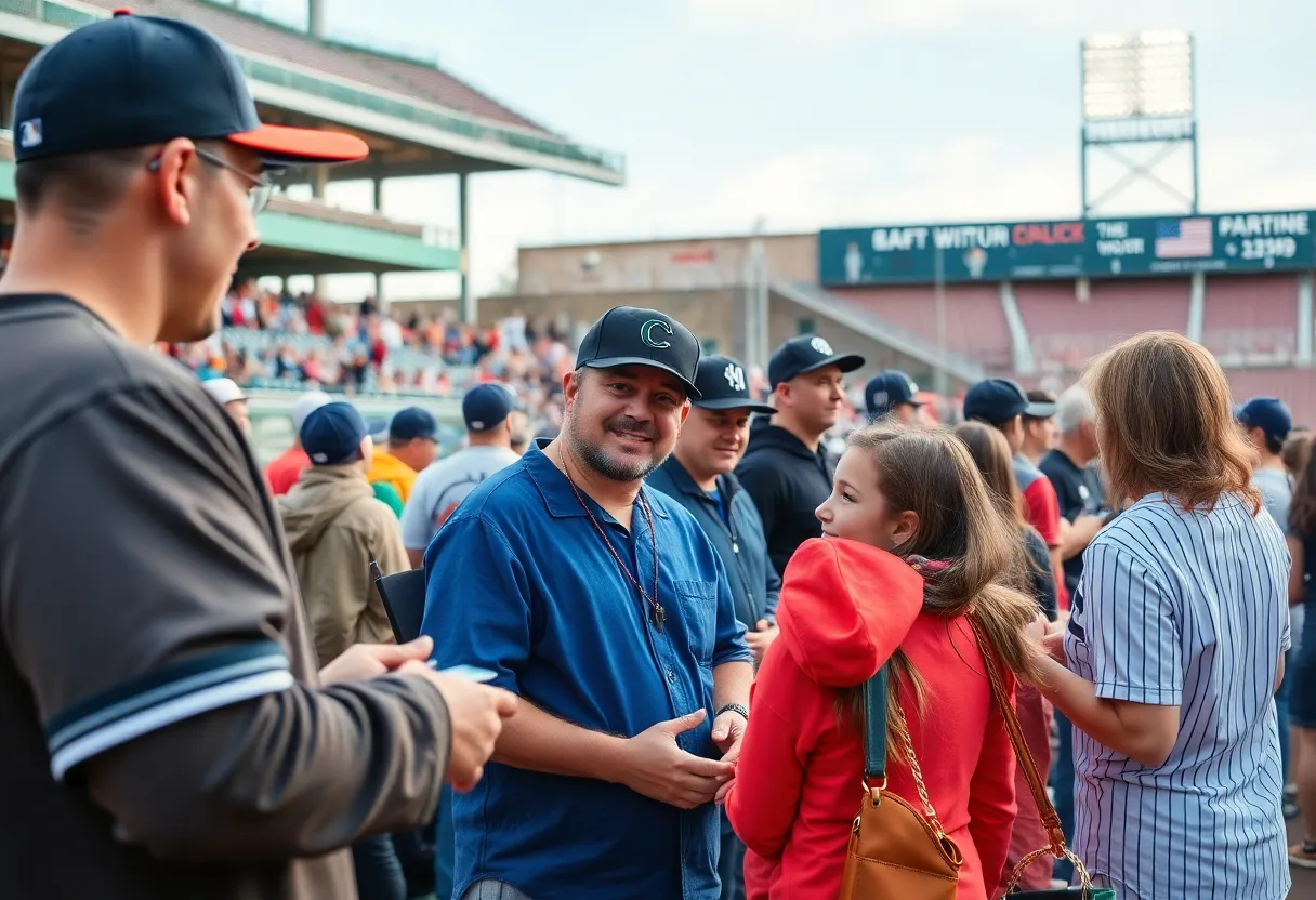 Fans enjoying activities at Padres FanFest in San Diego