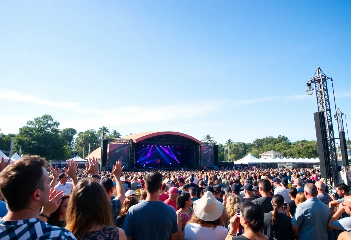 Fans enjoying Paul Simon's concert at The Rady Shell in San Diego.