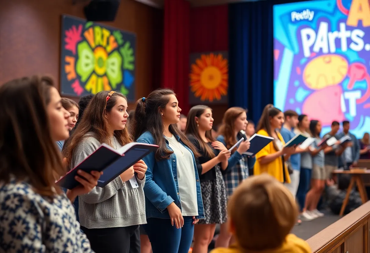 Students at the Poetry Out Loud National Finals reciting poetry