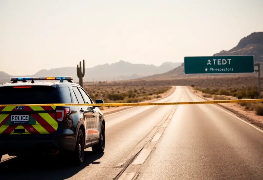 Police vehicle in Arizona desert during an arrest
