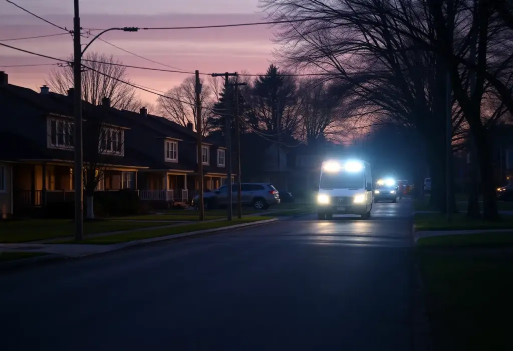 Suburban street during power outage
