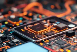 Dramatic representation of Qualcomm's technology and memory chips