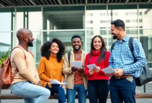 Group of renters discussing flexible housing payment solutions