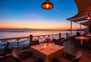 Romantic dining setup overlooking the ocean in San Diego