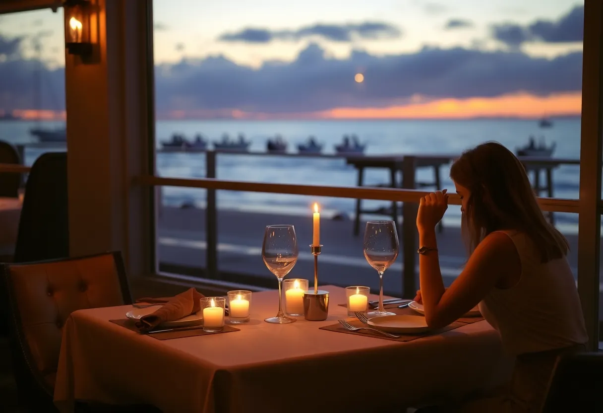 Romantic dinner setup at a San Diego restaurant