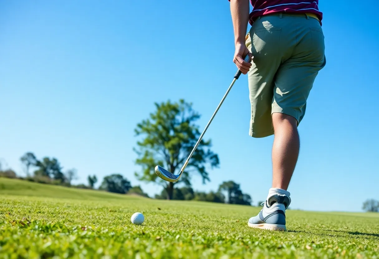 Golfer in action on a golf course