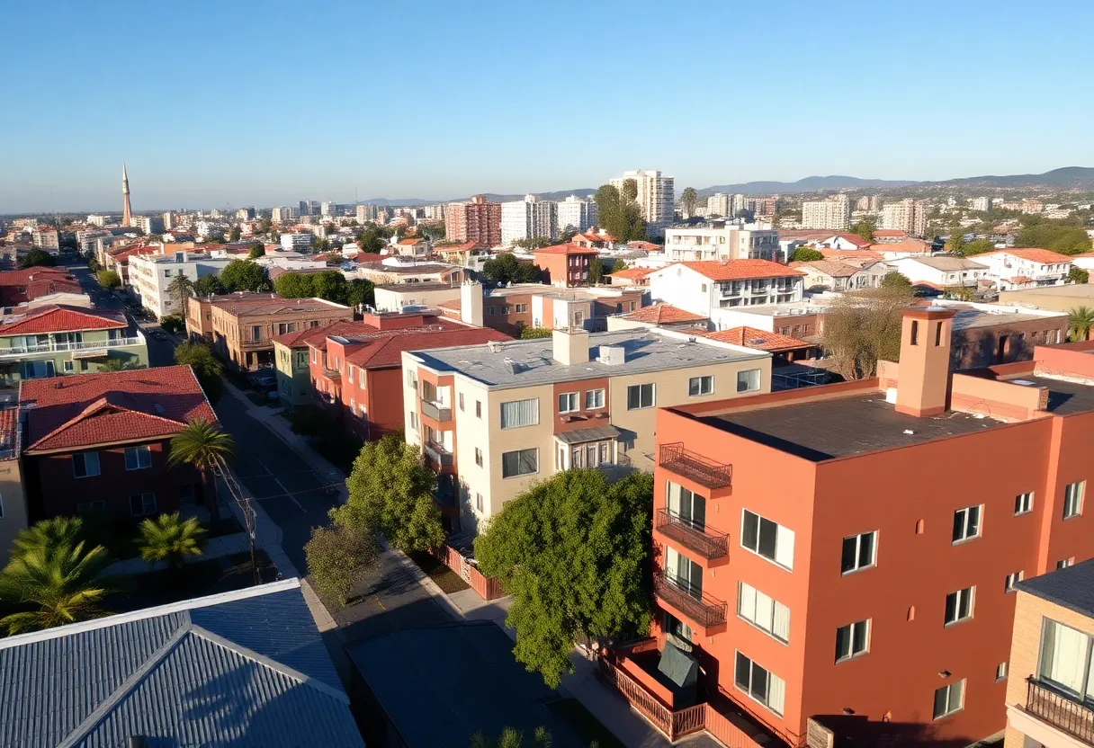 Affordable housing developments in San Diego cityscape