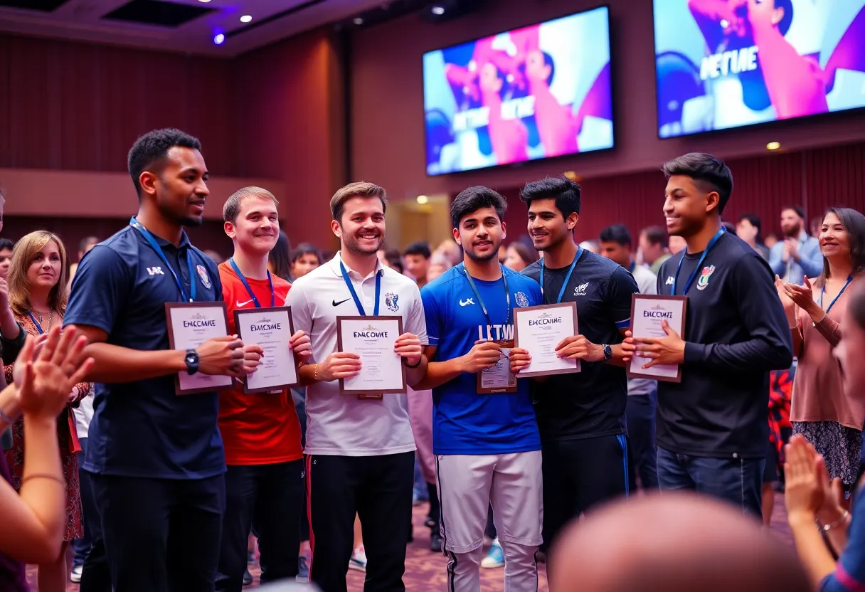 Athletes receiving awards during the San Diego Sports Association's event