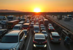 Traffic congestion at San Diego-Tijuana border crossings