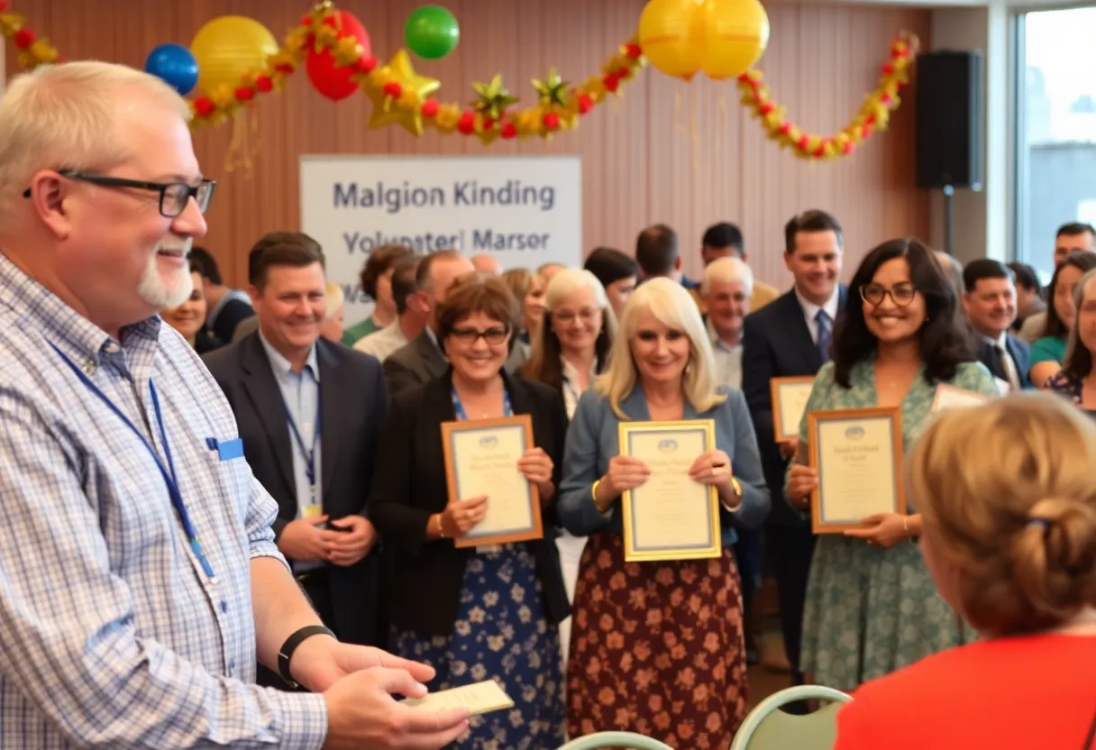Attendees at the San Diego Community Awards Ceremony celebrating local businesses and volunteers.