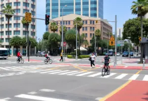 Intersection in San Diego with pedestrian safety measures