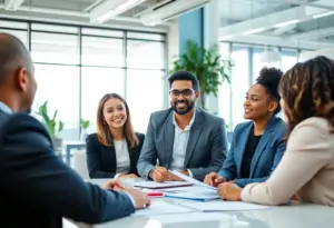 Professionals discussing financial strategies at San Diego Foundation