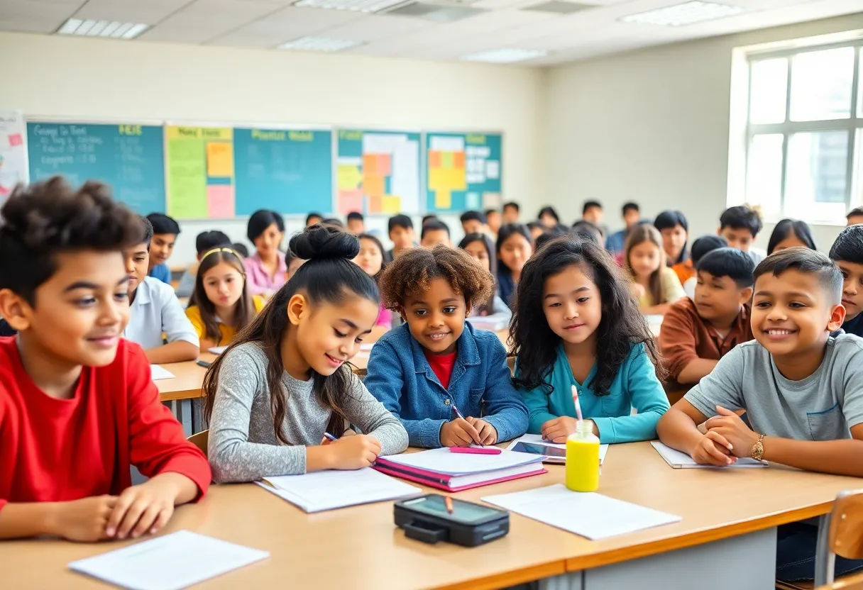 Students participating in mental health and wellness programs in a classroom setting.