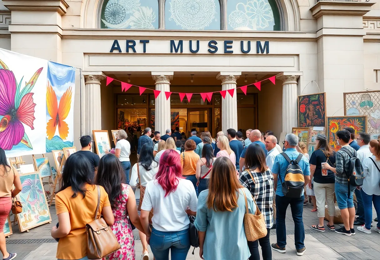 Crowd at San Diego Museum of Art celebrating its 100th anniversary