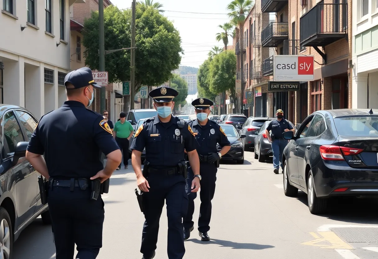 Law enforcement officers in East Village, San Diego during Operation Street Sweeper