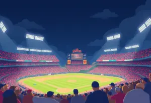 A vibrant baseball stadium filled with fans, representing the San Diego Padres franchise.