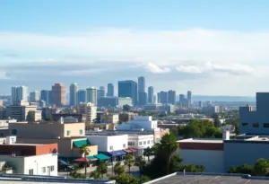 View of San Diego skyline showing local businesses