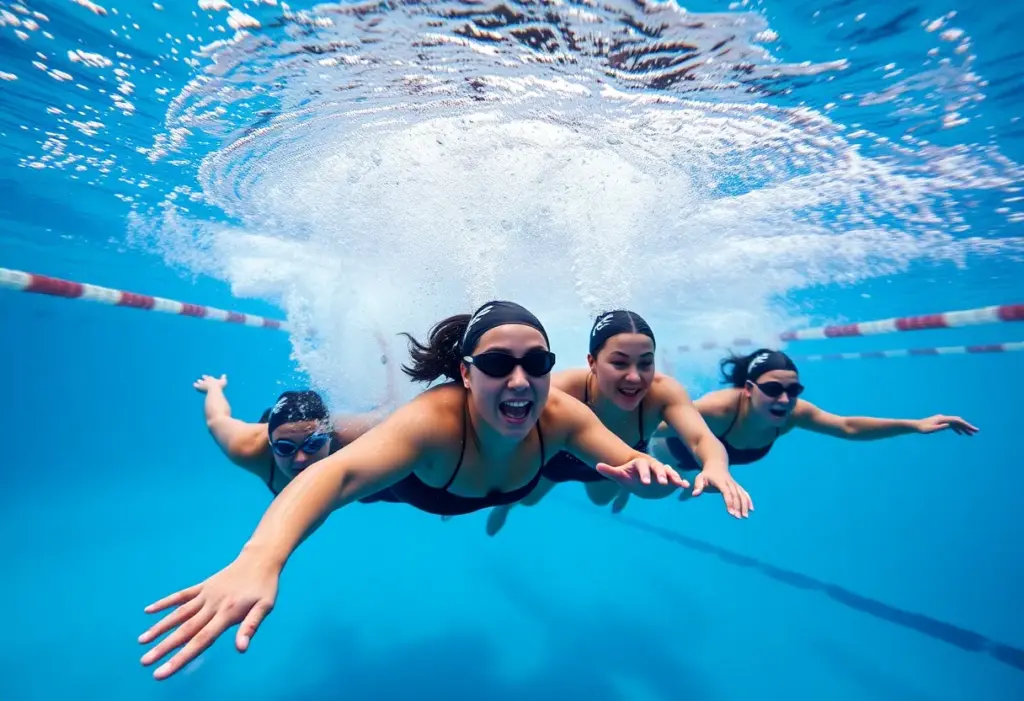 SDSU women's swim team competing in championship