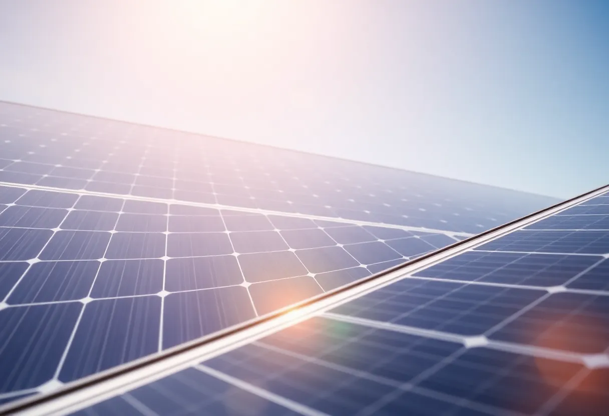 Solar panel installation under clear skies in San Diego.