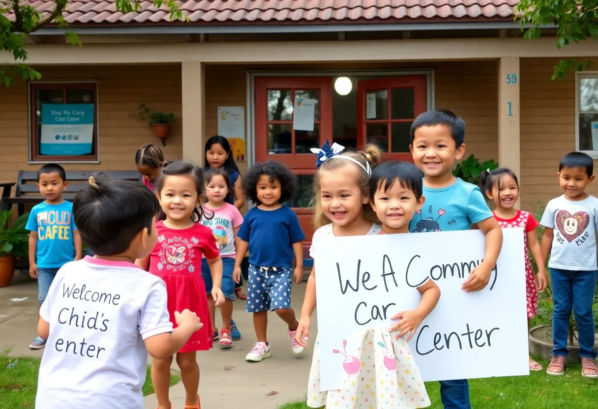 Children playing outside a Somali-run child care center