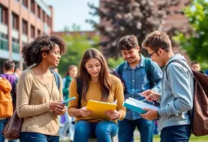 Students studying on Southwestern College campus