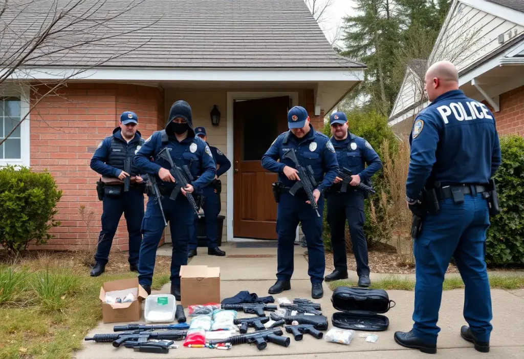 Law enforcement officers conducting a raid in Spring Valley