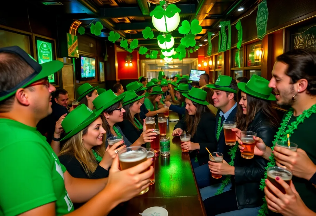 People celebrating at the San Diego St. Patrick's Day Bar Crawl