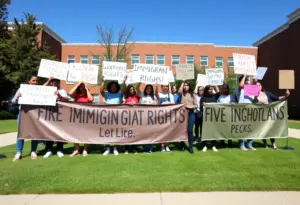 Students protesting for immigrant rights at Torrey Pines High School