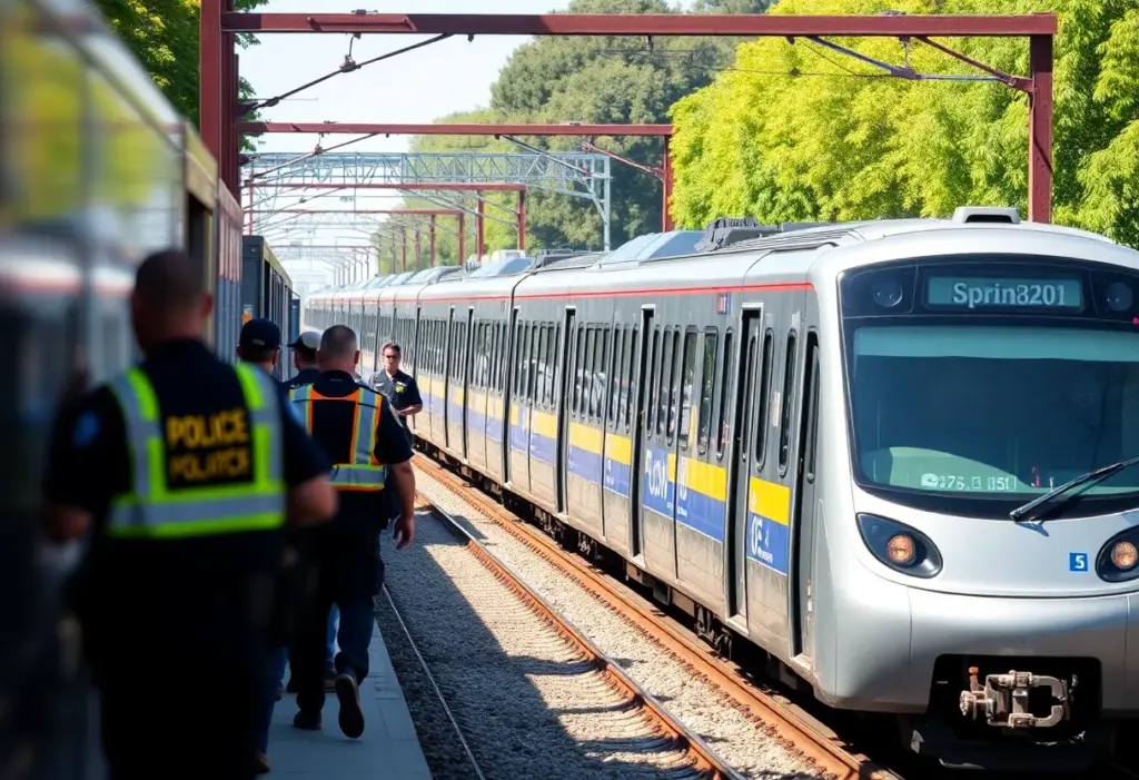 Sprinter rail line with police presence in San Diego