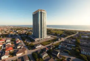 A rendering of the proposed Turquoise Tower high-rise in Pacific Beach, San Diego