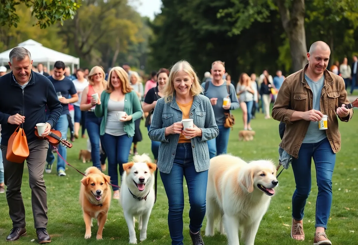 Participants enjoying the Walk for Animals in Kit Carson Park, Escondido