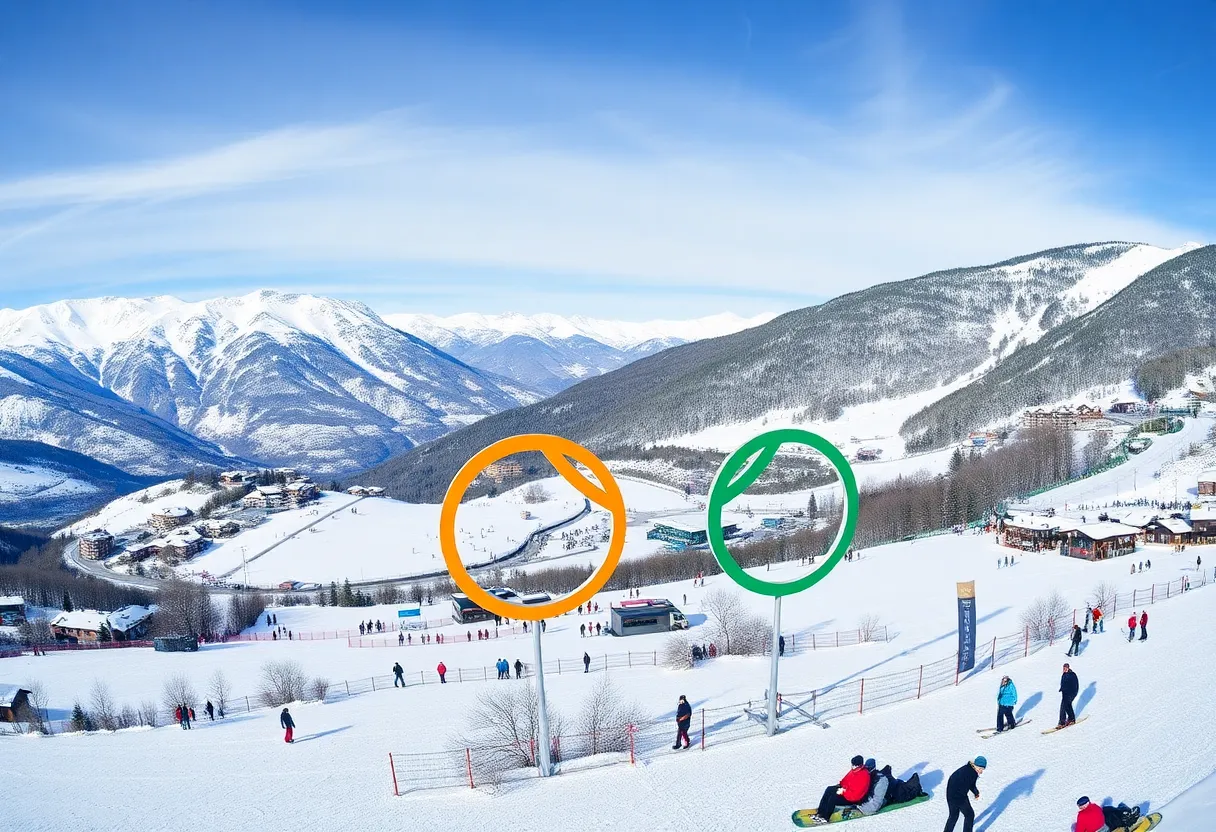 A panoramic view of Olympic winter sports events in Italy.