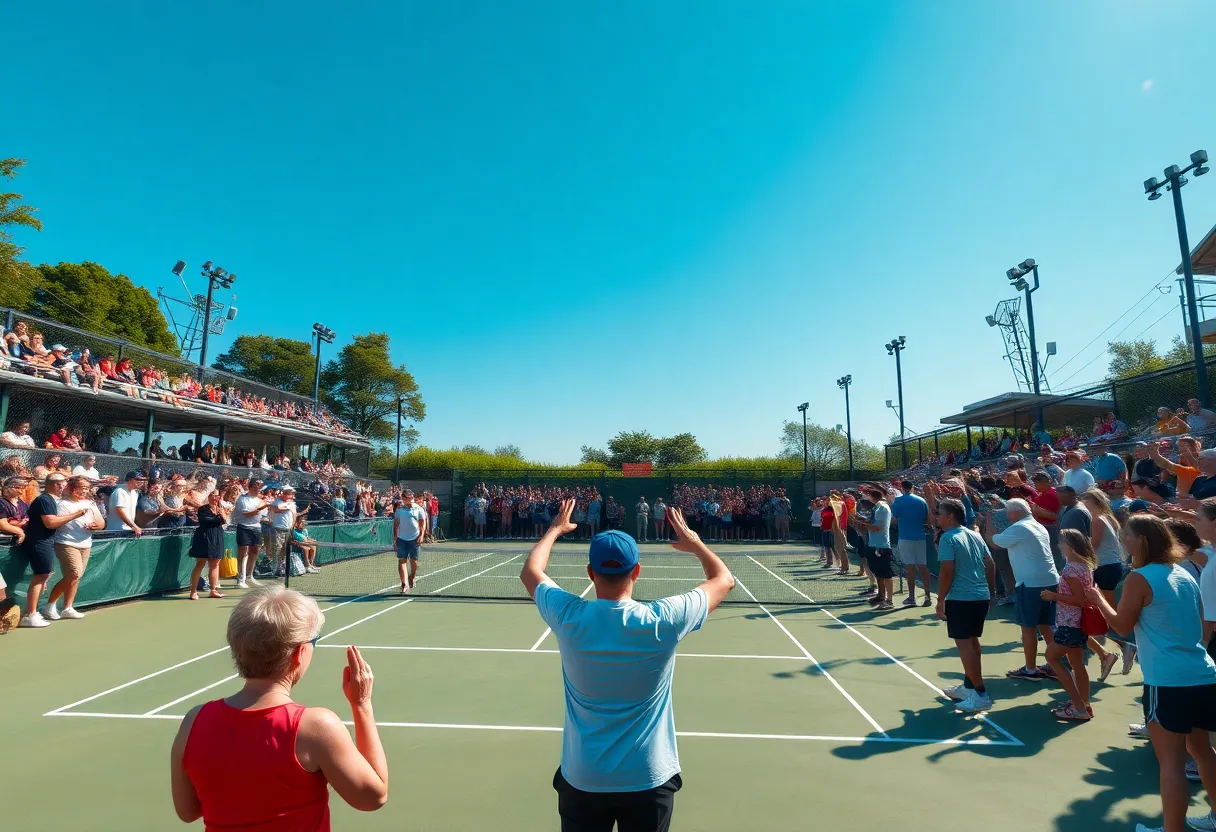 Tennis match at the San Diego Open with cheering fans